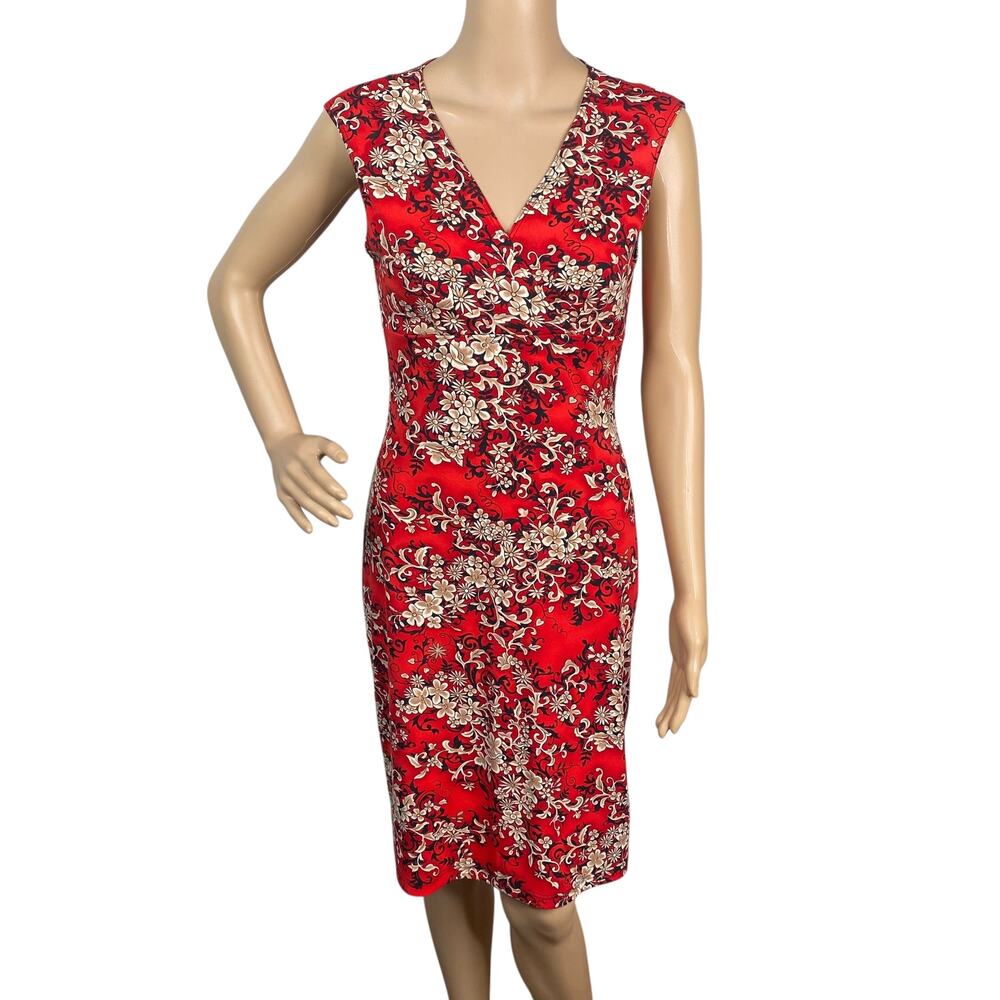 Vintage Y2K PS Perception Tribal Floral Surplice Side Slit Dress Coconut Girl M